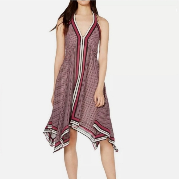 Michael Kors Cocktail Dress Size XS Border-Print Handkerchief Hem Lined - Picture 5 of 12